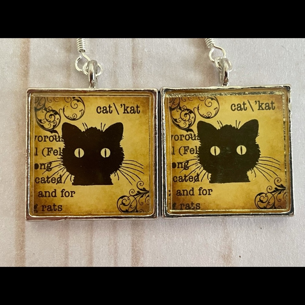Black Cat Earrings NWOT